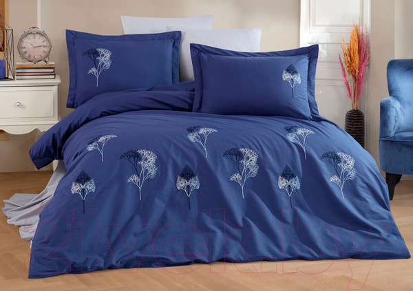 Изображение товара Комплект постельного белья Dantela Vita Jovia с вышивкой 200x220 / 12244 (синий)
