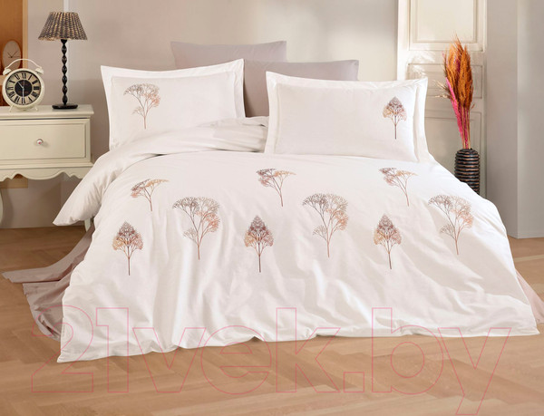 Изображение товара Комплект постельного белья Dantela Vita Jovia с вышивкой 200x220 / 12244 (кремовый)