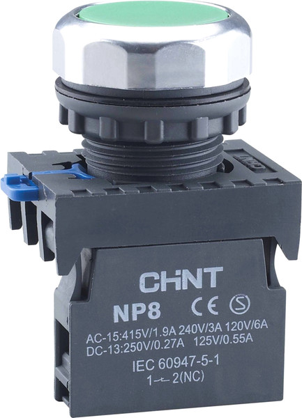 Изображение товара Кнопка для пульта Chint NP8-10BN/3 1НО IP65 (R) / 667232 (зеленый)