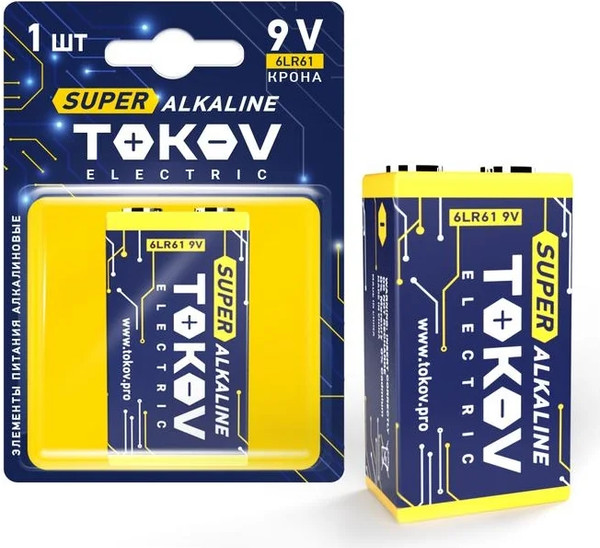 Изображение товара Батарейка Tokov Electric 6LR61 TKE-ALS-6LR61/B1