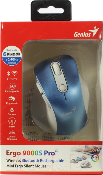 Изображение товара Мышь Genius Ergo 9000S Pro (голубой)