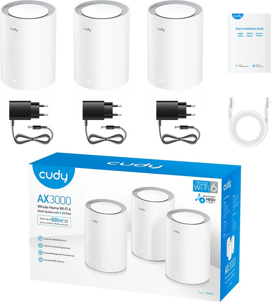 Изображение товара Комплект беспроводных маршрутизаторов Cudy M3000 (3-Pack)