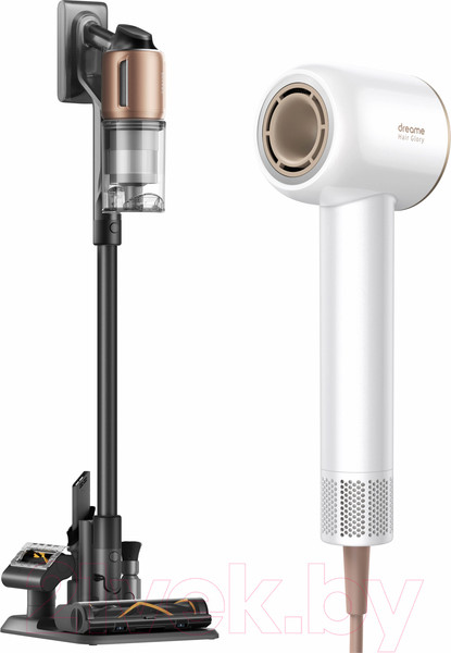 Изображение товара Вертикальный пылесос Dreame Cordless Vacuum Cleaner Z20 + Фен Dreame hairdryer Glory White