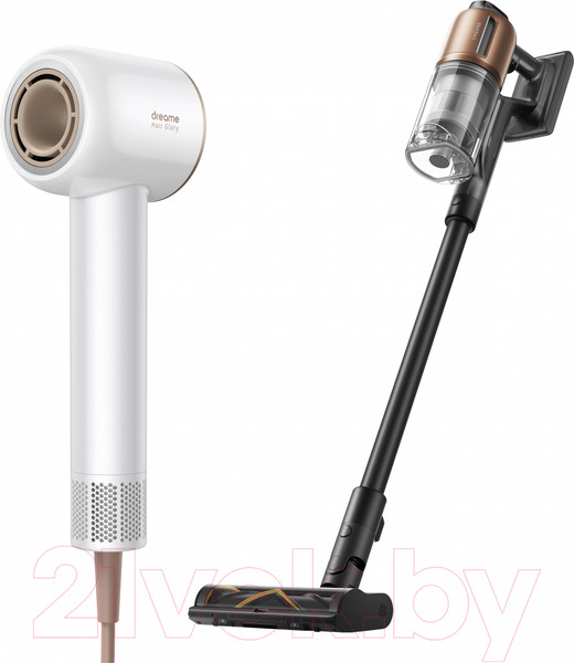 Изображение товара Вертикальный пылесос Dreame Cordless Vacuum Cleaner Z20 + Фен Dreame hairdryer Glory White