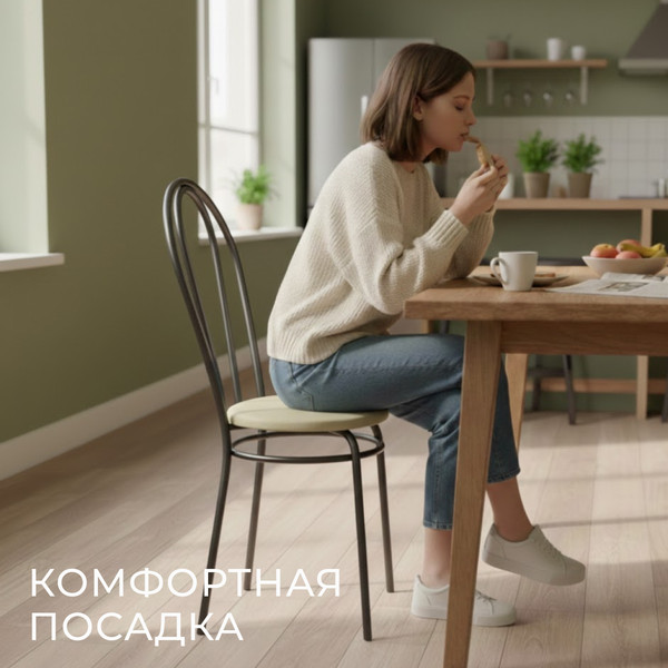 Изображение товара Стул Mio Tesoro Тюльпан (бежевый/черный)