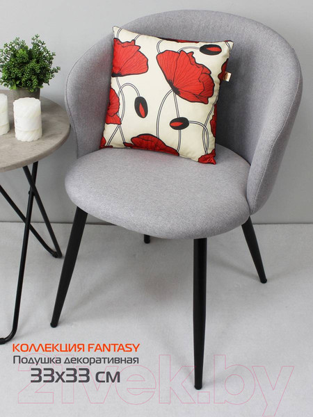 Изображение товара Подушка декоративная MATEX Fantasy Line. Маки на бежевом / 28-321 (бежевый/красный)