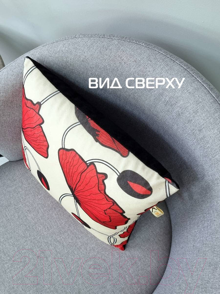 Изображение товара Подушка декоративная MATEX Fantasy Line. Маки на бежевом / 28-321 (бежевый/красный)