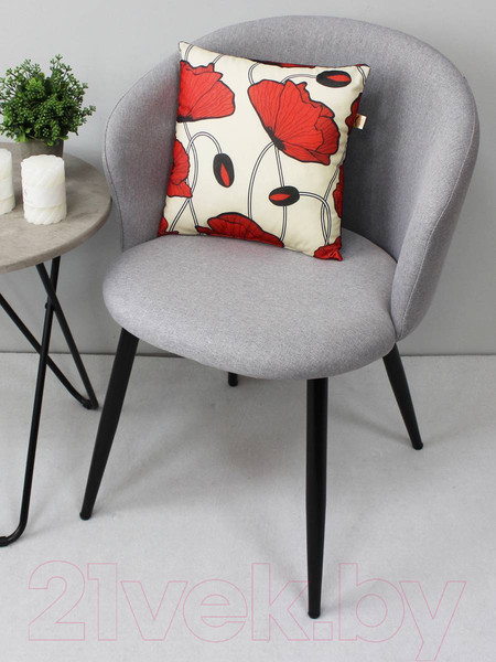 Изображение товара Подушка декоративная MATEX Fantasy Line. Маки на бежевом / 28-321 (бежевый/красный)