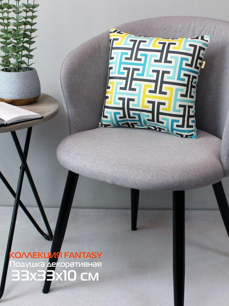 Изображение товара Подушка декоративная MATEX Fantasy Line. Ретро 3 / 28-369 (бирюзовый/желтый)