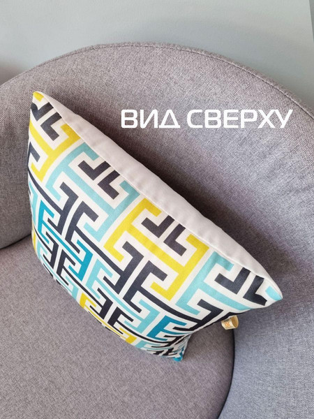 Изображение товара Подушка декоративная MATEX Fantasy Line. Ретро 3 / 28-369 (бирюзовый/желтый)