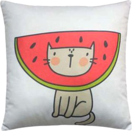 Изображение товара Подушка декоративная MATEX Fantasy. Кот арбуз / 62-547 (серый/красный)