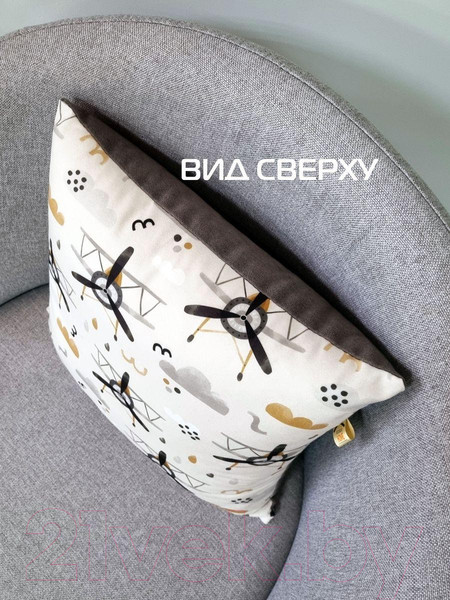 Изображение товара Подушка декоративная MATEX Fantasy. Самолеты / 62-592 (серый/белый/черный)