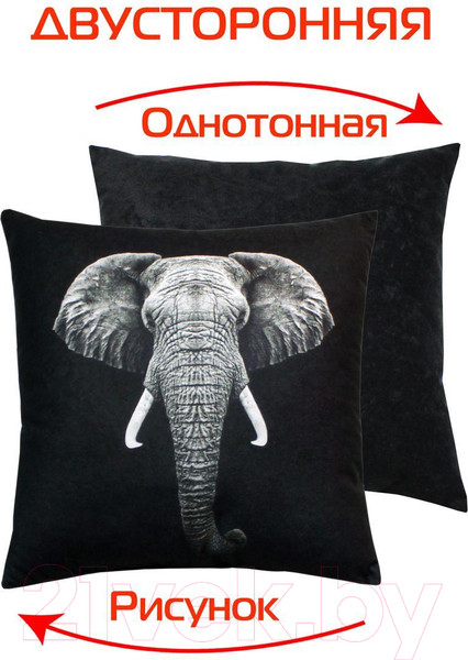 Изображение товара Подушка декоративная MATEX Fantasy. Слон Black / 63-032 (черный/светло-серый)
