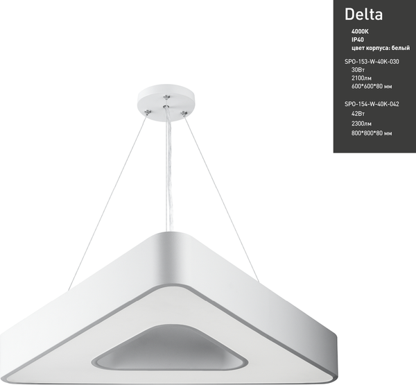 Изображение товара Потолочный светильник ЭРА Geometria Delta SPO-154-W-40K-042 / Б0050580