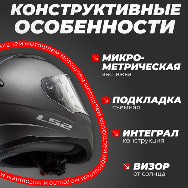 Изображение товара Мотошлем LS2 FF353 Rapid 2 Solid (XXL, серый матовый)