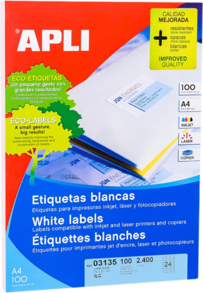 Изображение товара Набор этикеток APLI 3135 / 1273 (белый)