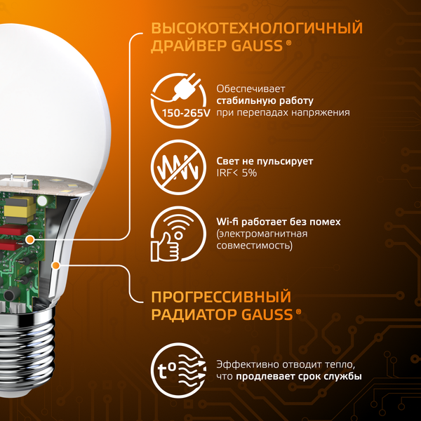 Изображение товара Лампа Gauss A70 22W 1900lm 3000K E27 / 102502122