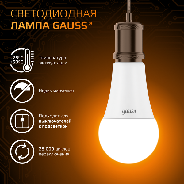 Изображение товара Лампа Gauss A70 22W 1900lm 3000K E27 / 102502122