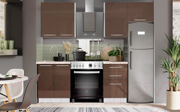 Изображение товара Кухонный гарнитур Кастанье Мила 1.5 (трюфель коричневый)