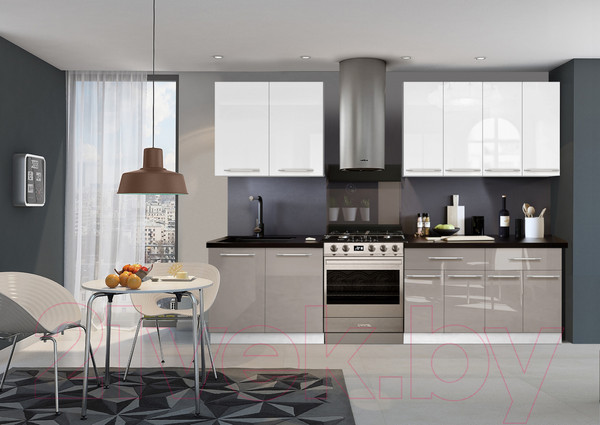 Изображение товара Кухонный гарнитур Кастанье Мила 2.0 (белый глянец/серый камень)