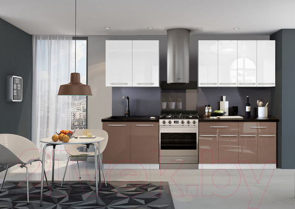 Изображение товара Кухонный гарнитур Кастанье Мила 2.0 (белый глянец/трюфель коричневый)