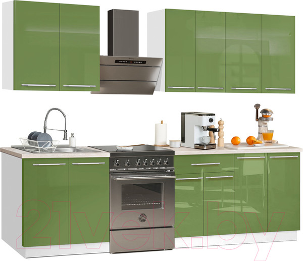 Изображение товара Кухонный гарнитур Кастанье Мила 2.2 (зеленый глянец)