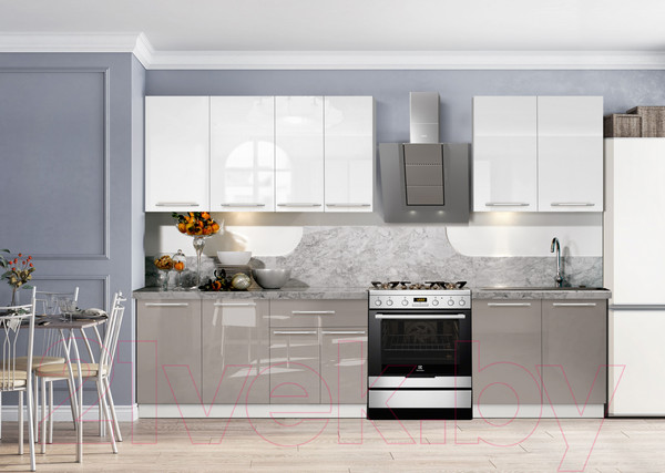 Изображение товара Кухонный гарнитур Кастанье Мила 2.2 (белый глянец/серый камень)