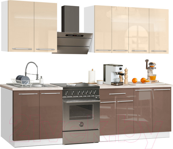 Изображение товара Кухонный гарнитур Кастанье Мила 2.2 (ваниль/трюфель коричневый)