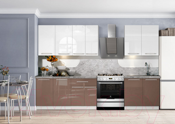 Изображение товара Кухонный гарнитур Кастанье Мила 2.2 (белый глянец/трюфель коричневый)