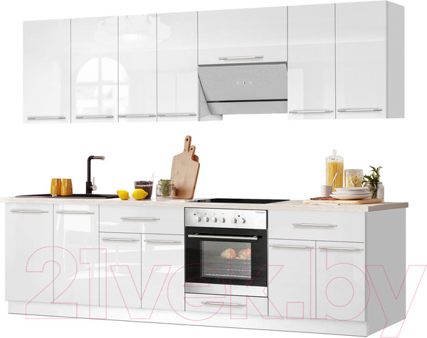 Изображение товара Кухонный гарнитур Кастанье Мила 2.6 (белый глянец)