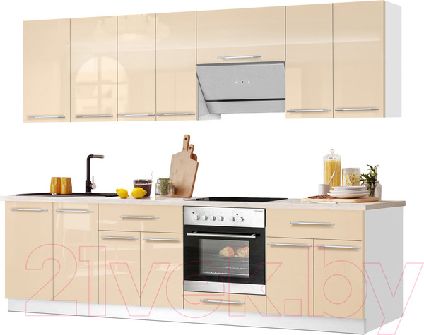 Изображение товара Кухонный гарнитур Кастанье Мила 2.6 (ваниль глянец)