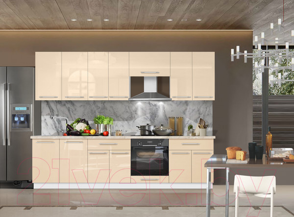 Изображение товара Кухонный гарнитур Кастанье Мила 2.6 (ваниль глянец)