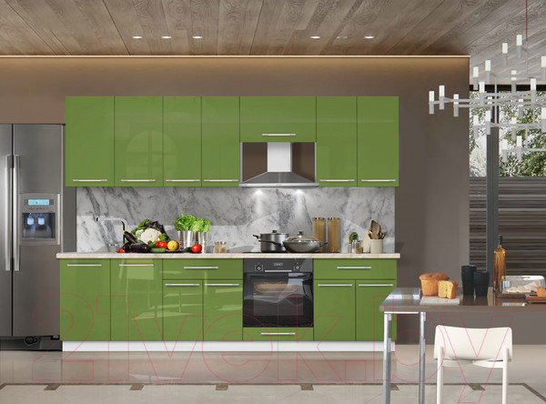 Изображение товара Кухонный гарнитур Кастанье Мила 2.6 (зеленый глянец)