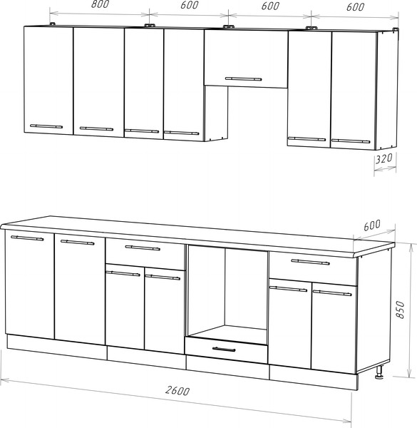 Изображение товара Кухонный гарнитур Кастанье Мила 2.6 (зеленый глянец/черный глянец)