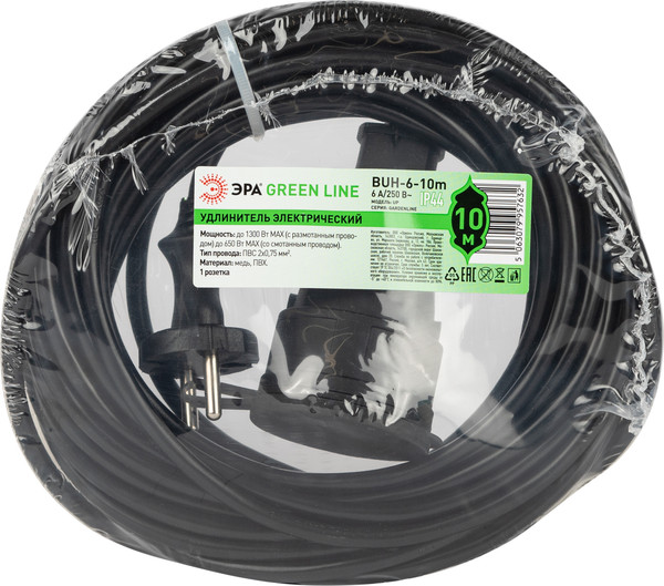 Изображение товара Удлинитель ЭРА Greenline BUH-6-10m / Б0065112