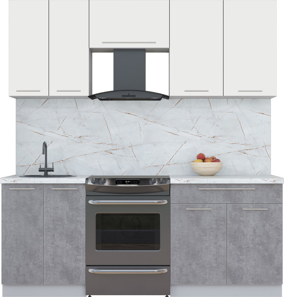 Изображение товара Кухонный гарнитур Интерлиния Мила Пластик 2.0 А (зефирный/оксид темный/серый каспий)