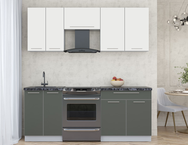 Изображение товара Кухонный гарнитур Интерлиния Мила Пластик 2.0 А (зефирный/шторм/кастилло темный)