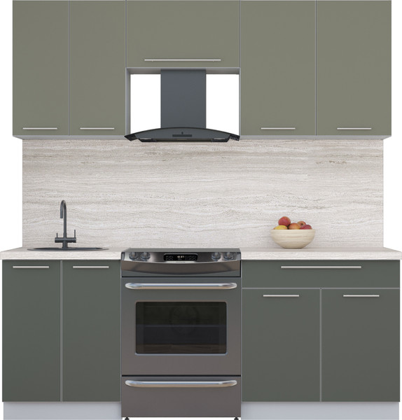 Изображение товара Кухонный гарнитур Интерлиния Мила Пластик 2.0 А (кварцевый/шторм/травертин серый)