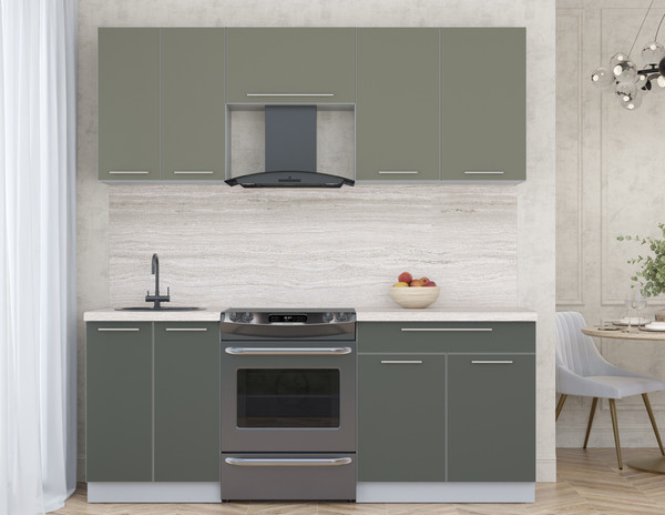 Изображение товара Кухонный гарнитур Интерлиния Мила Пластик 2.0 А (кварцевый/шторм/травертин серый)