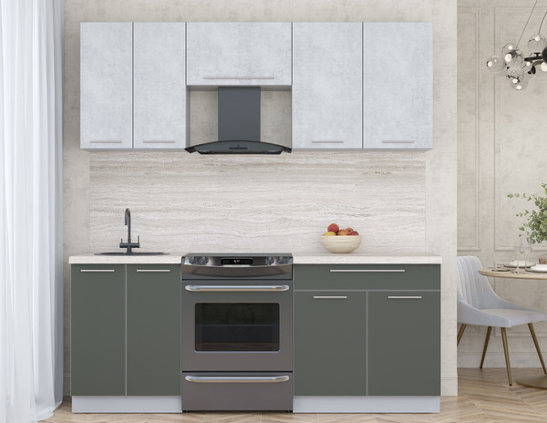 Изображение товара Кухонный гарнитур Интерлиния Мила Пластик 2.0 А (оксид светлый/шторм/травертин серый)