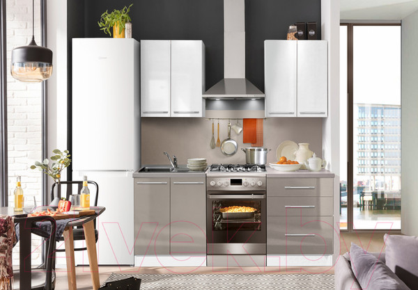Изображение товара Кухонный гарнитур Кастанье Мила 1.2 (белый глянец/серый камень)
