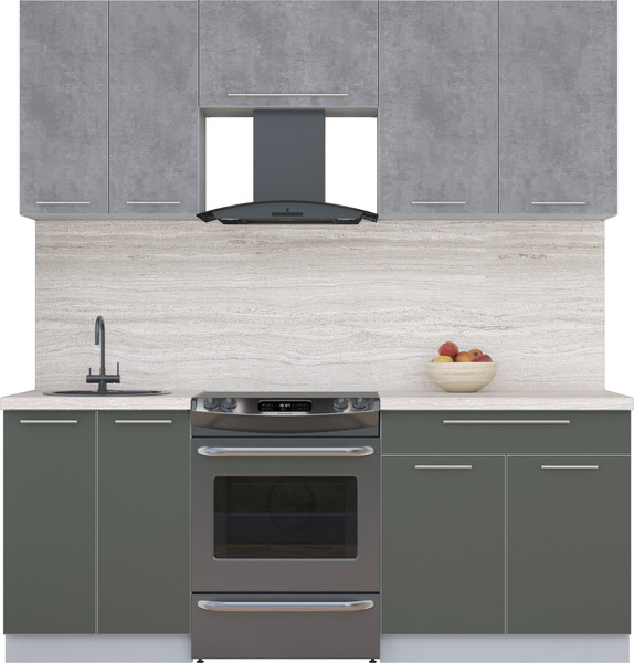 Изображение товара Кухонный гарнитур Интерлиния Мила Пластик 2.0 А (оксид темный/шторм/травертин серый)