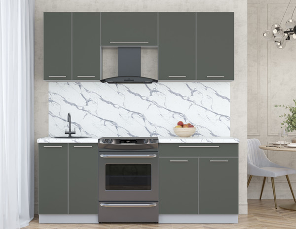 Изображение товара Кухонный гарнитур Интерлиния Мила Пластик 2.0 А (шторм/шторм/белый гранит)