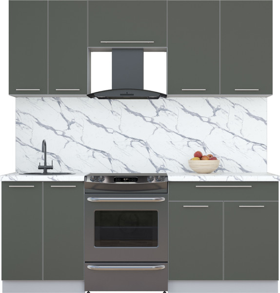 Изображение товара Кухонный гарнитур Интерлиния Мила Пластик 2.0 А (шторм/шторм/белый гранит)
