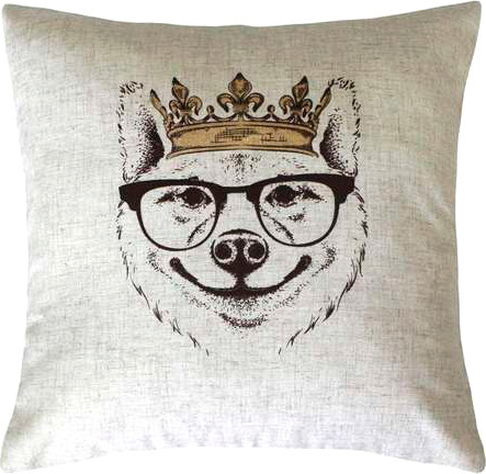 Изображение товара Подушка декоративная MATEX Bibop Line Король собака в очках / 32-243 (серый/золото/коричневый)