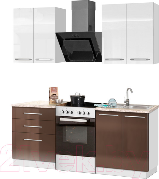 Изображение товара Кухонный гарнитур Кастанье Мила 1.2 (белый глянец/трюфель коричневый)