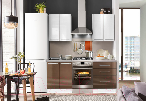 Изображение товара Кухонный гарнитур Кастанье Мила 1.2 (белый глянец/трюфель коричневый)