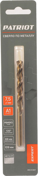 Изображение товара Сверло PATRIOT Expert Р6М5К5 7.5мм / 815010517