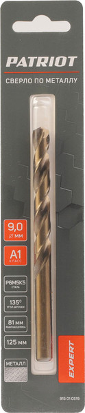 Изображение товара Сверло PATRIOT Expert Р6М5К5 9.0мм / 815010519