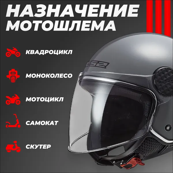 Изображение товара Мотошлем LS2 OF558 Sphere II Solid (M, серый)